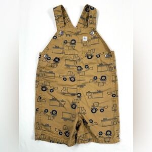 CARTERS Baby Boy Overalls 12M Construction Truck Print Shortalls Classic Play‎